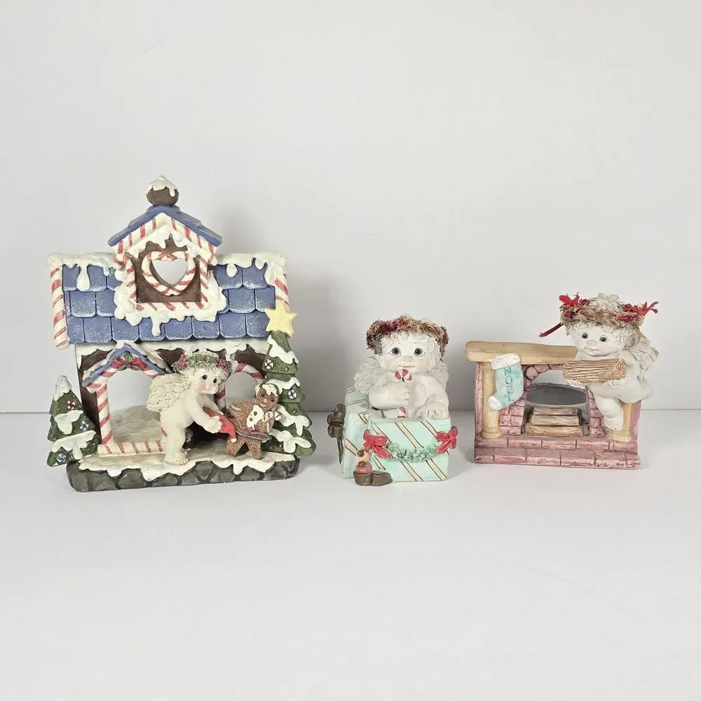 Dreamsicles Angel Cherub Figurines Christmas Holiday Candle Holders Lot of 3
